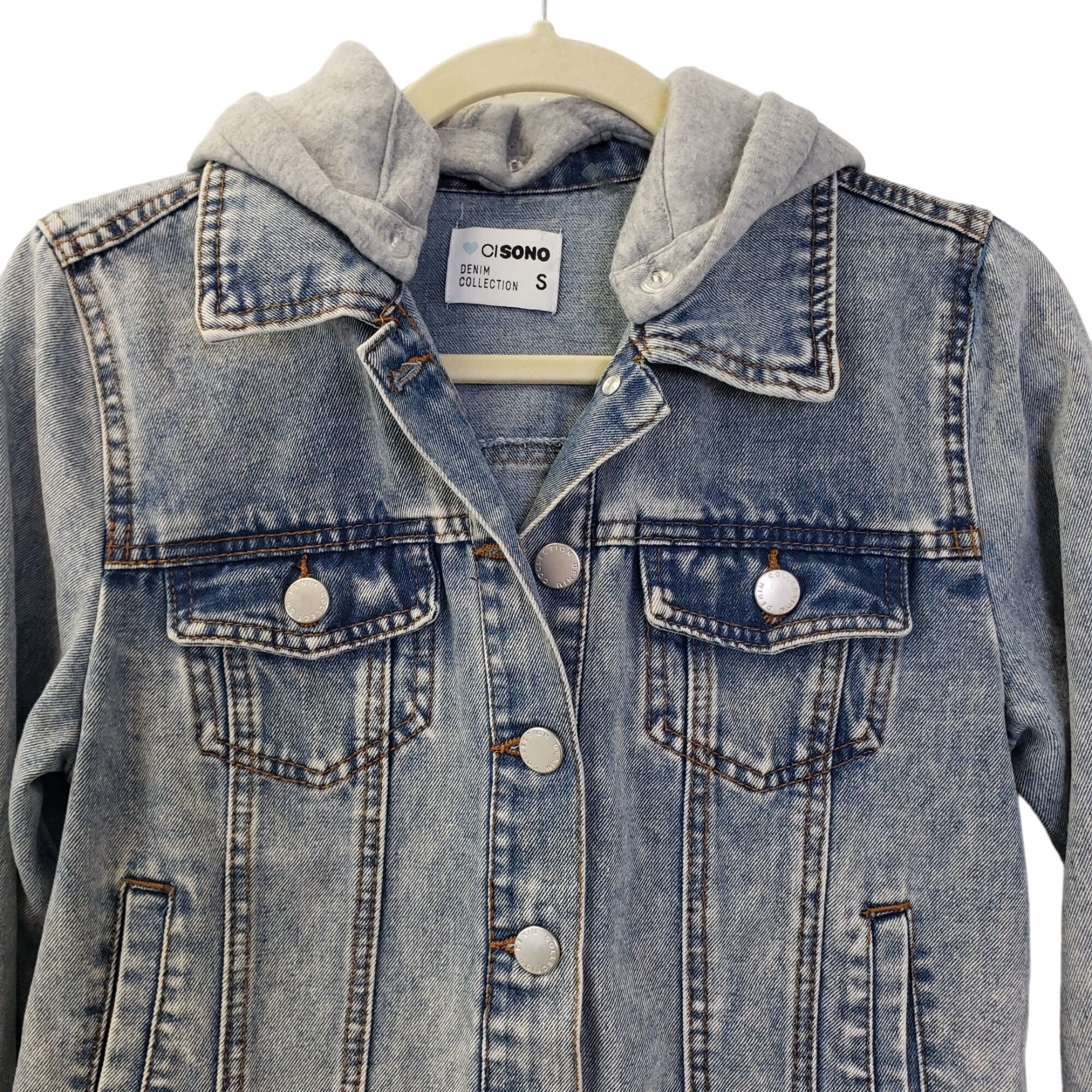 Ci sono denim jacket with hood best sale