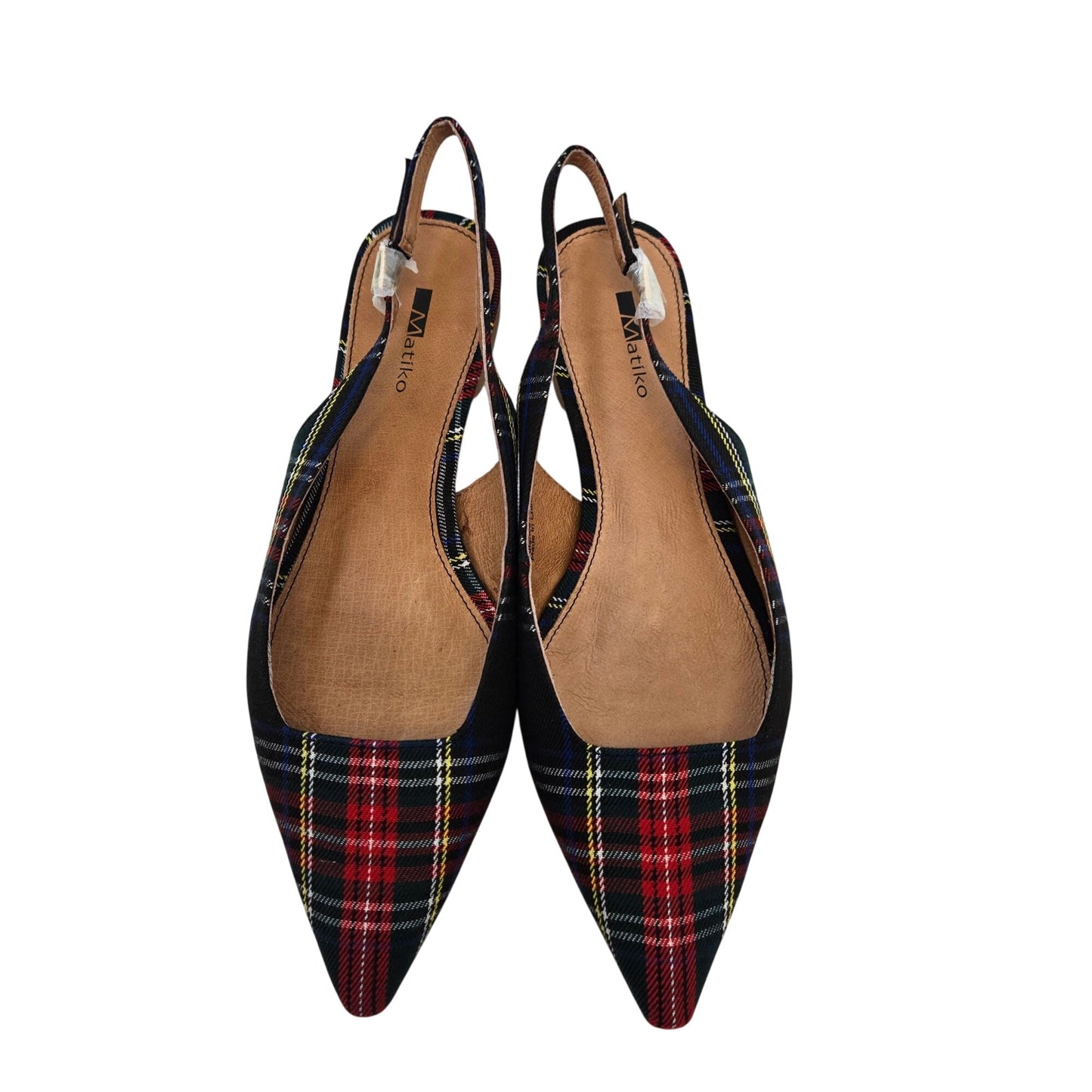 NWT/NIB Matiko Lori Pointy Toe Flats in Green Tartan Size 37/US 6.5