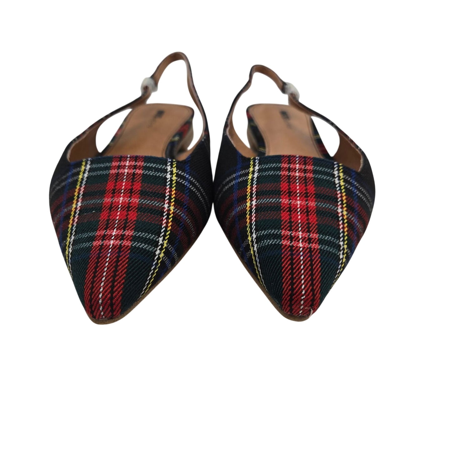 NWT/NIB Matiko Lori Pointy Toe Flats in Green Tartan Size 37/US 6.5