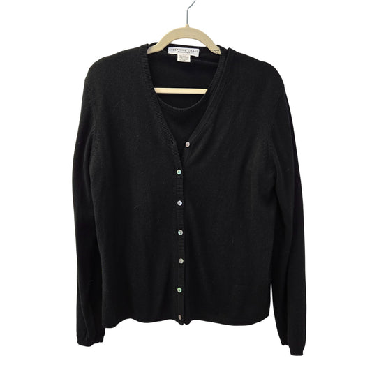 Josephine Chaus Silk & Cashmere Blend Cardigan Sweater Set Size Large