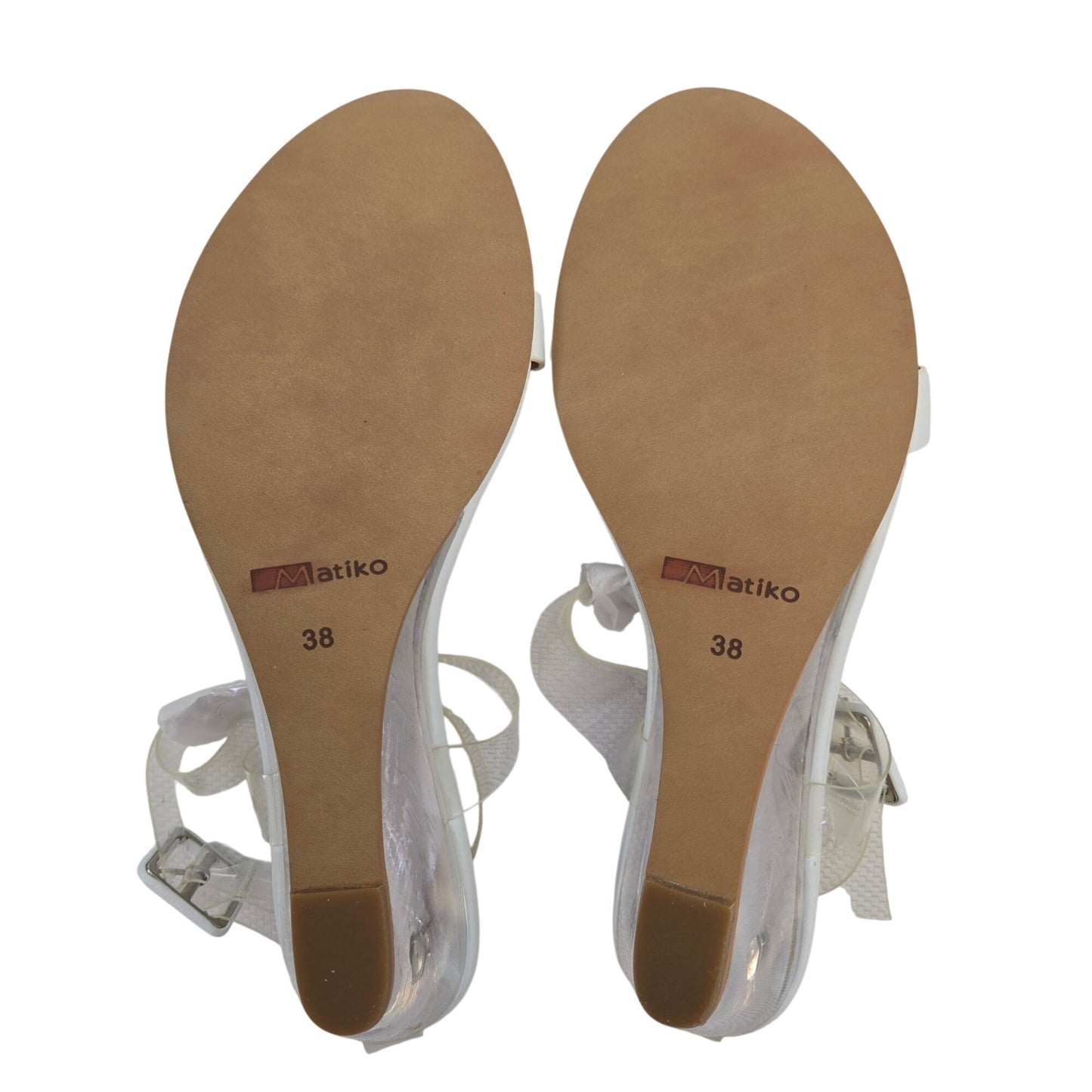 NWT/NIB Matiko Heely Clear Wedge Heel Strappy Sandal Size 38/US 7.5