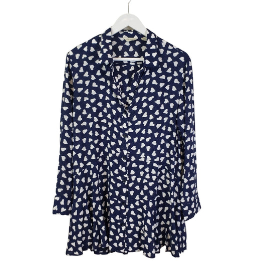 Anthropologie 11.1 Thylo Heart Print. Peplum Blouse Shirt Size Small