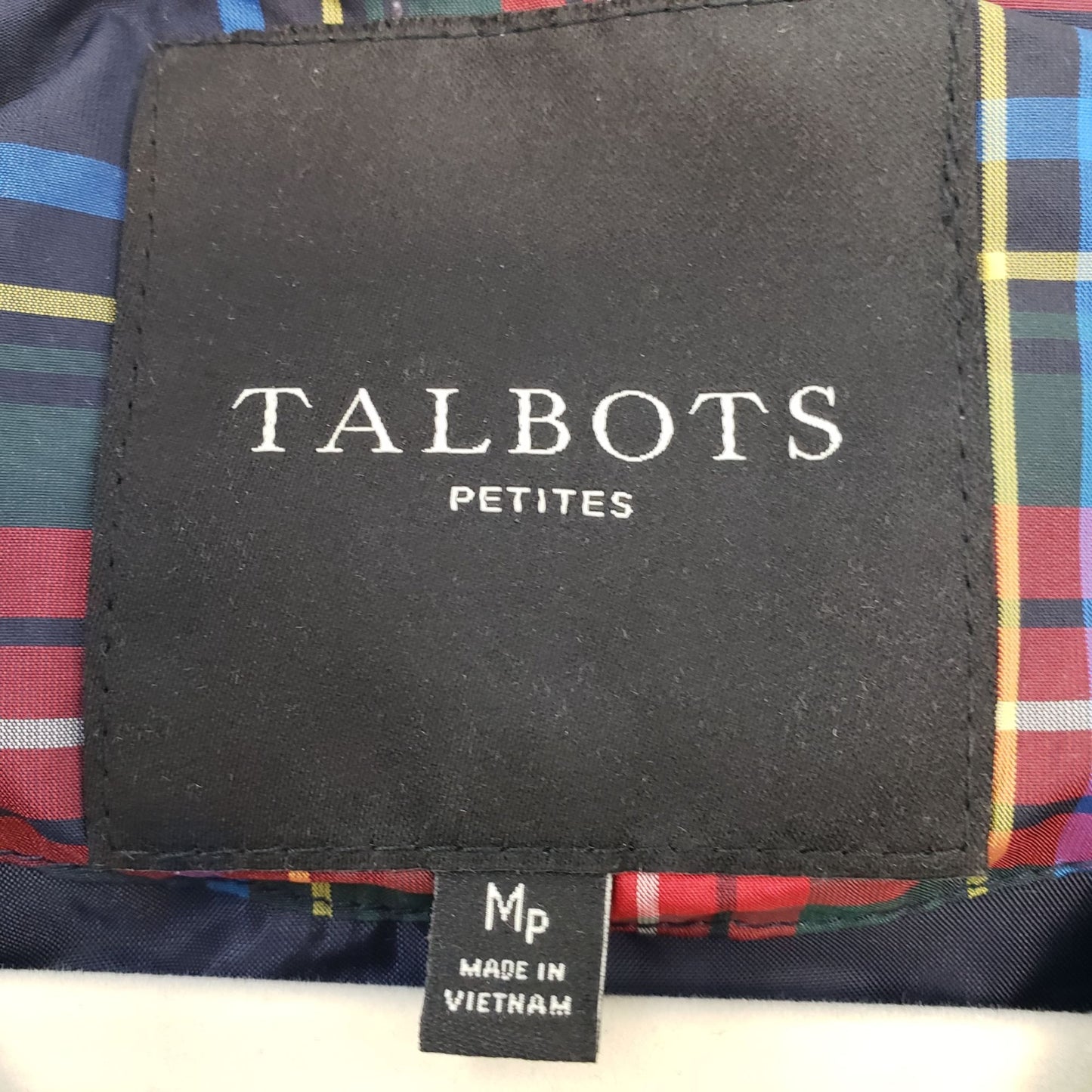 Talbots Petites Tartan Plaid Down Filled Full Zip Puffer Vest Size M Petite