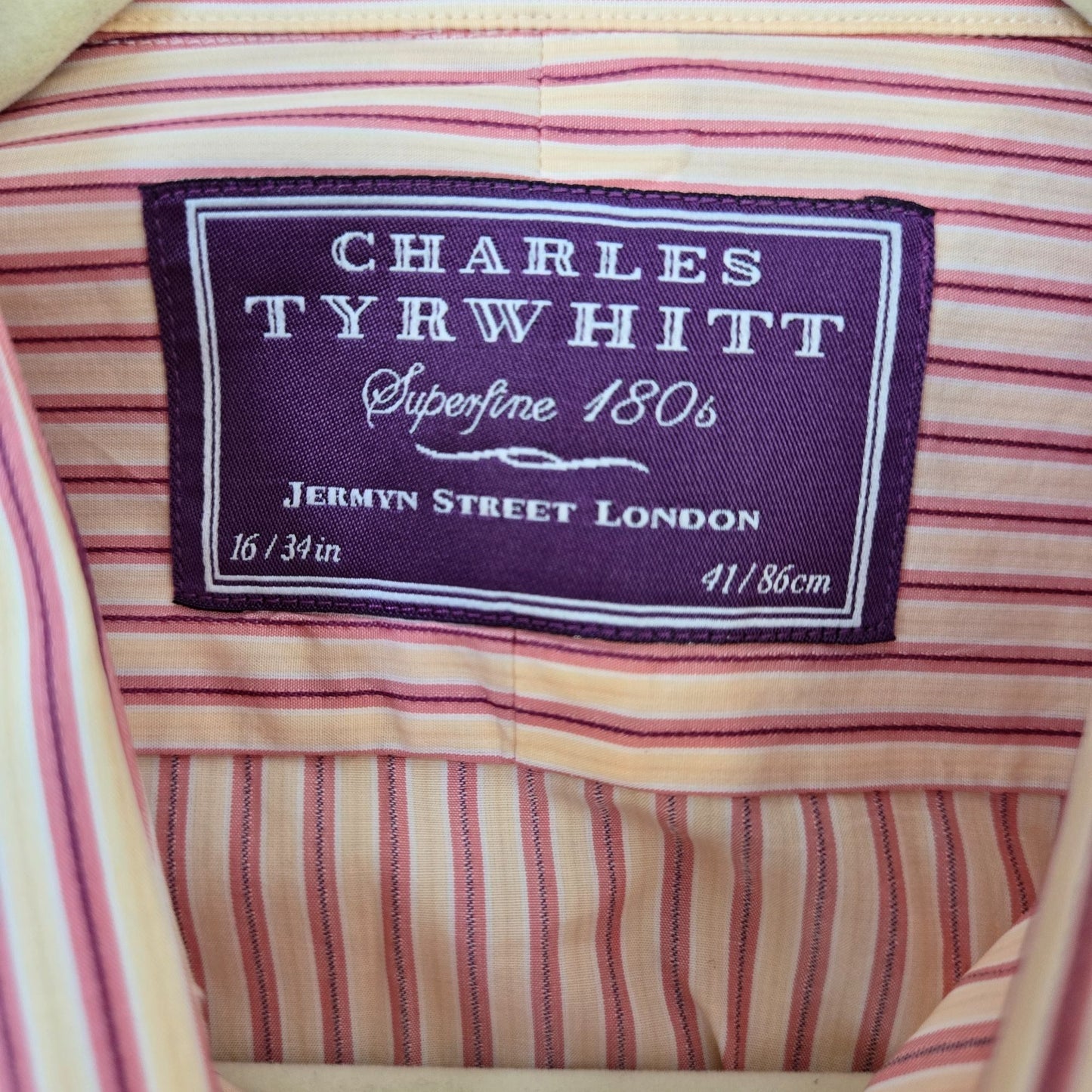 Charles Tyrwhitt Superfine 180 Striped Button Down Shirt with Cufflinks Size 16 Neck/Large