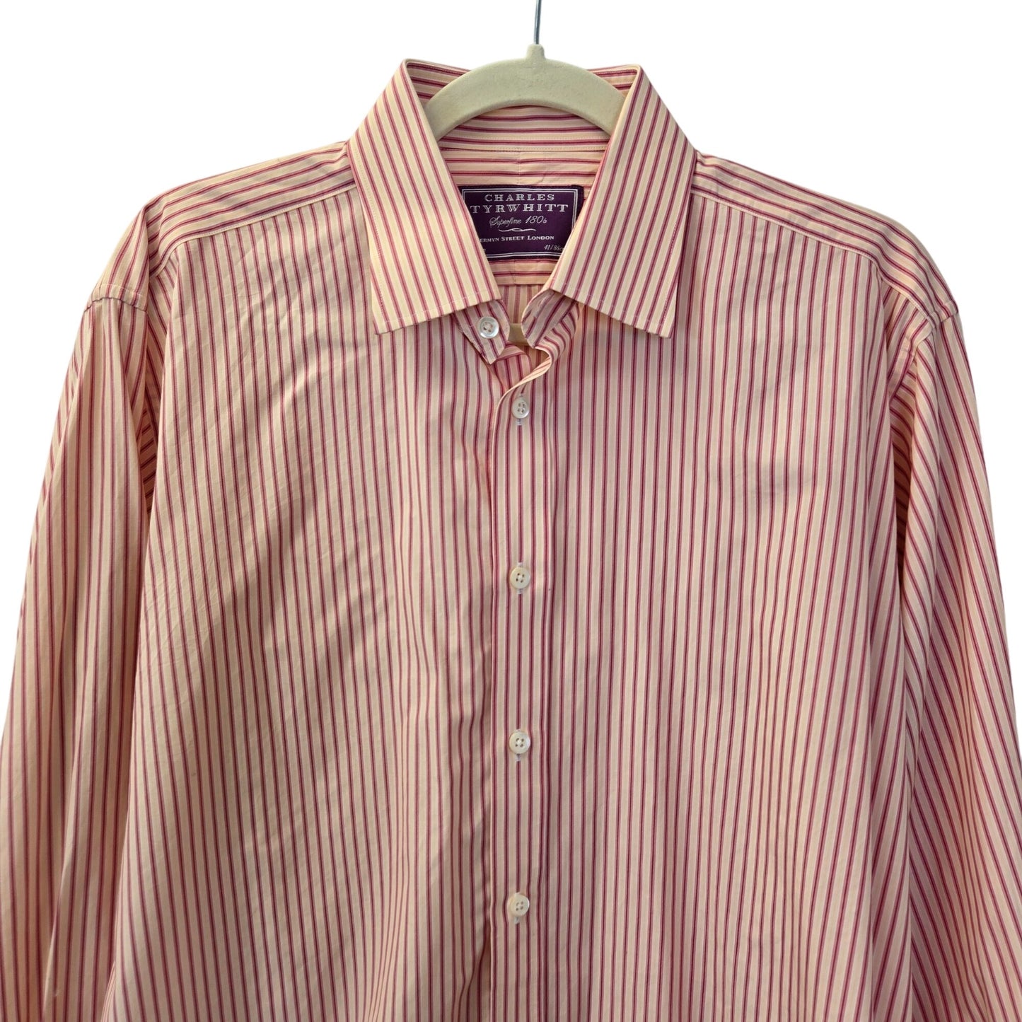 Charles Tyrwhitt Superfine 180 Striped Button Down Shirt with Cufflinks Size 16 Neck/Large