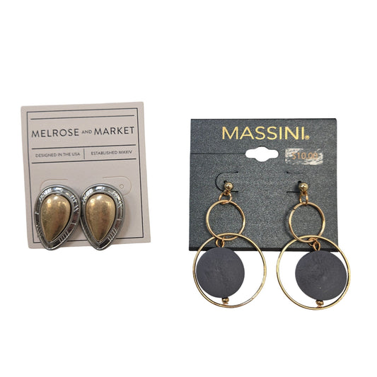 NWT Massini and Melrose and Market Bundle of 2 Gold Tone Earrings