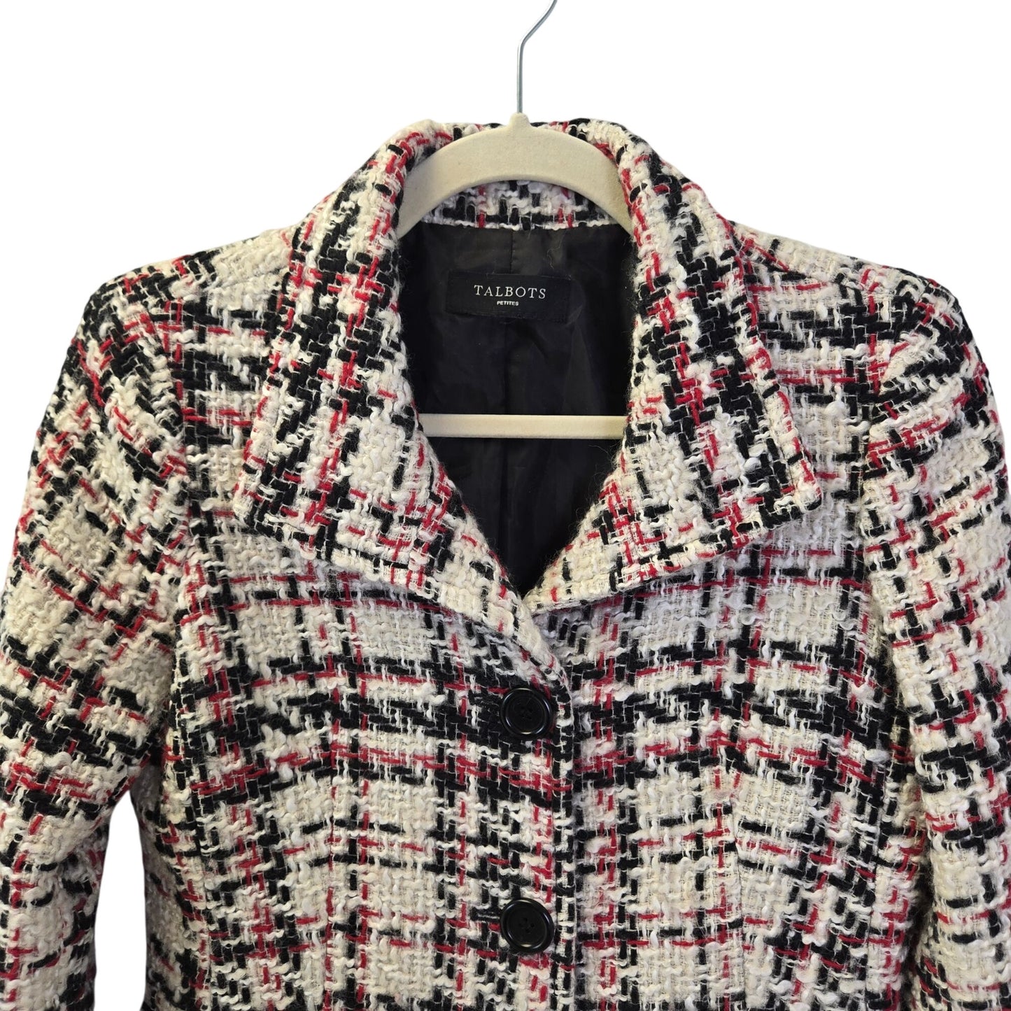 Talbots Petites Wool Blend Tweed Three Button Blazer Jacket Size Small Petite (est)
