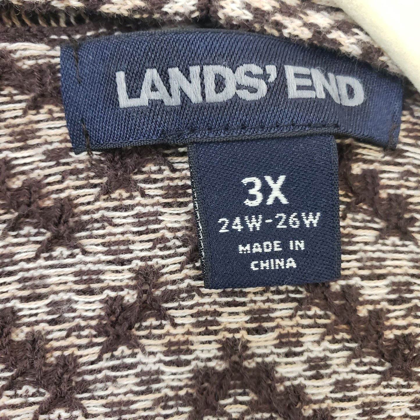 Lands' End Graphic Print Open Cardigan Sweater Size 3X