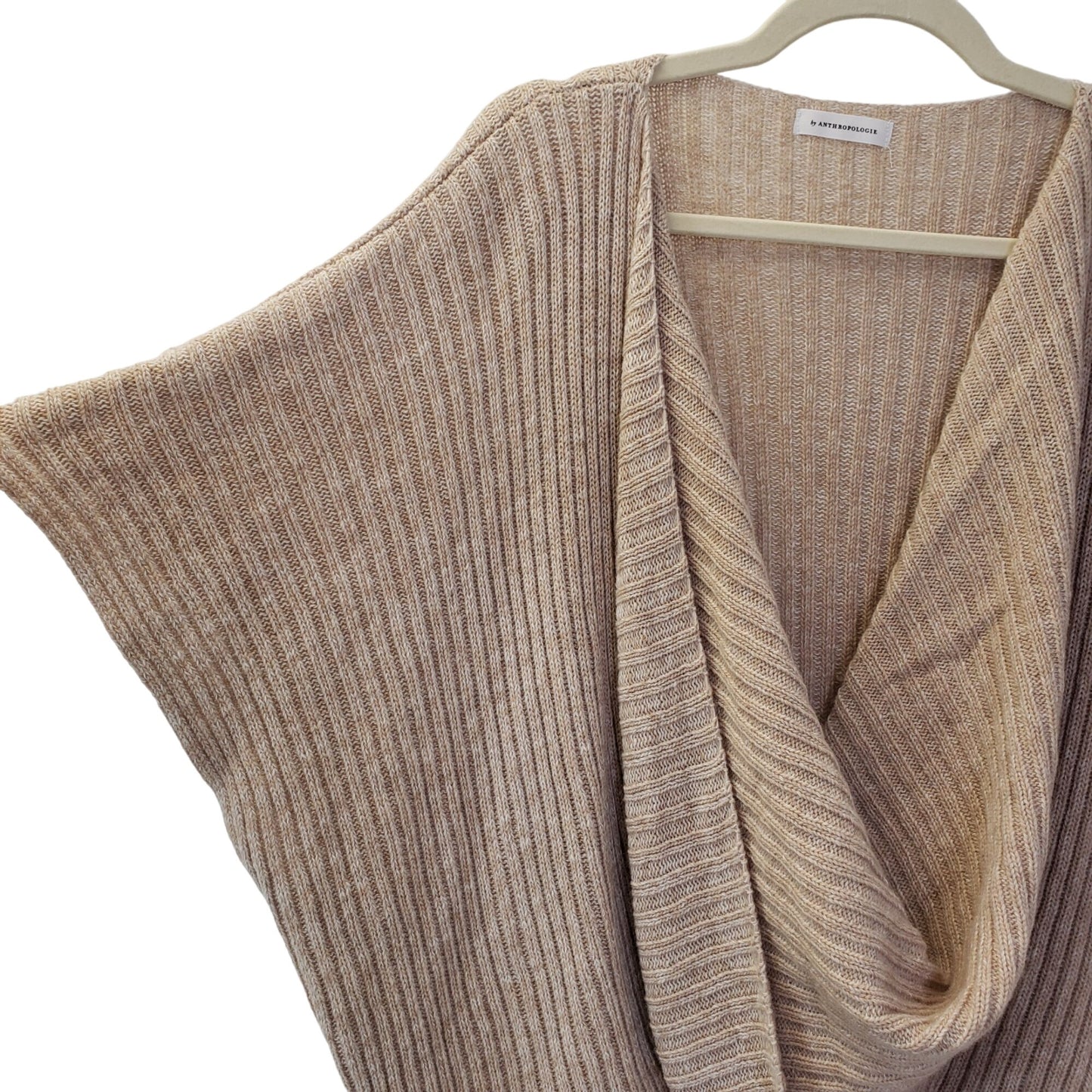 Anthropologie Wool Blend Ribbed Criss-Cross Poncho Sweater