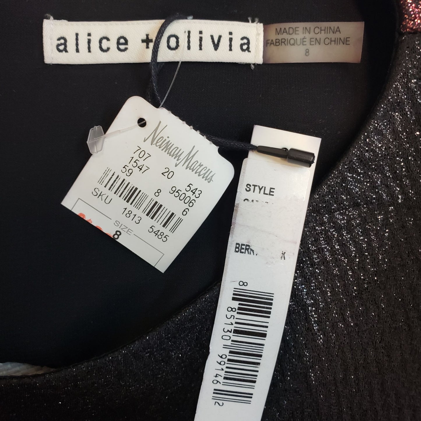 NWT Alice + Olivia Foss Wool Blend Metallic Cutout Dress Size 8