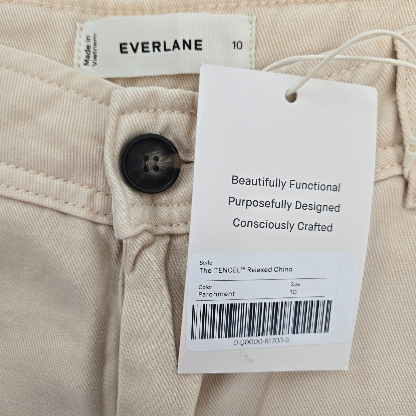 NWT Everlane The Tencel Relaxed Chino Pant in Parchment Size 10