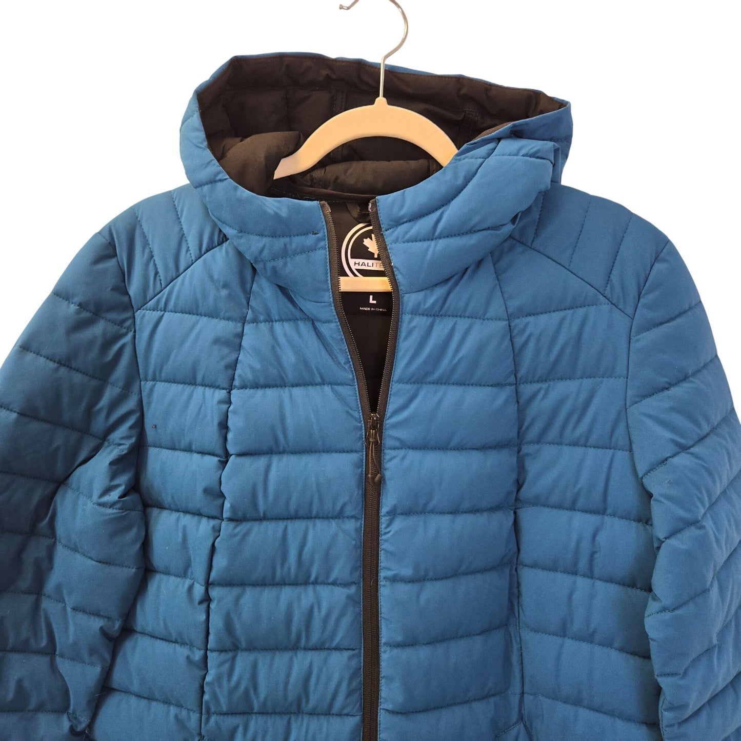 NWT Halitech Stretch Lightweight Hooded Puffer Jacket Size Large