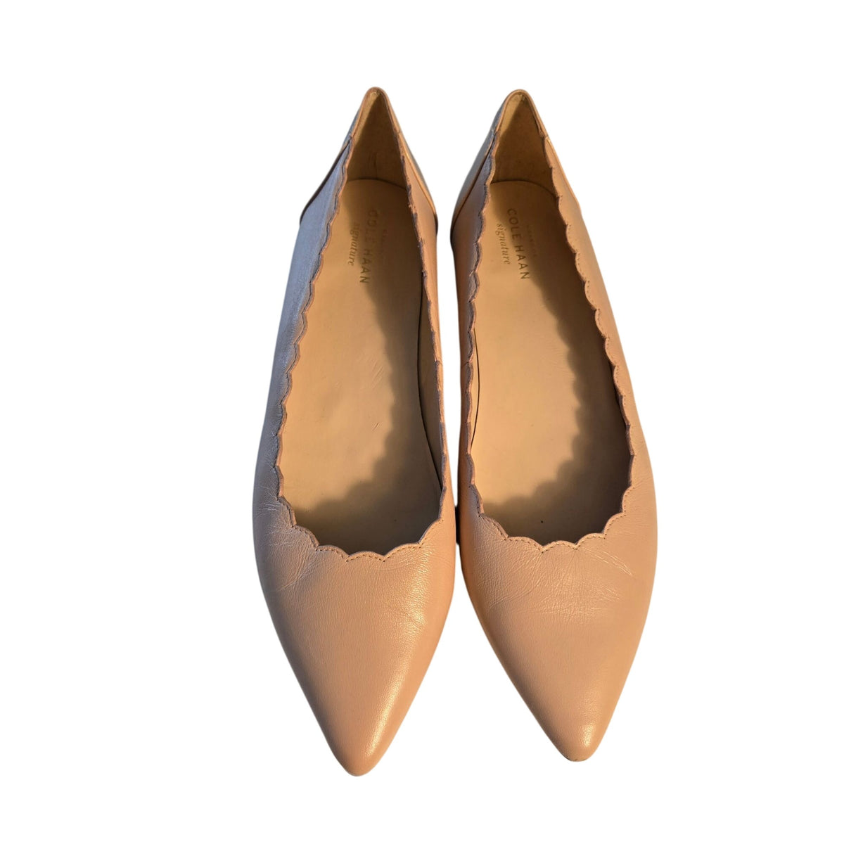 Cole Haan Leather Grand Scalloped Pink Pointed Toe Flats Size 8.5