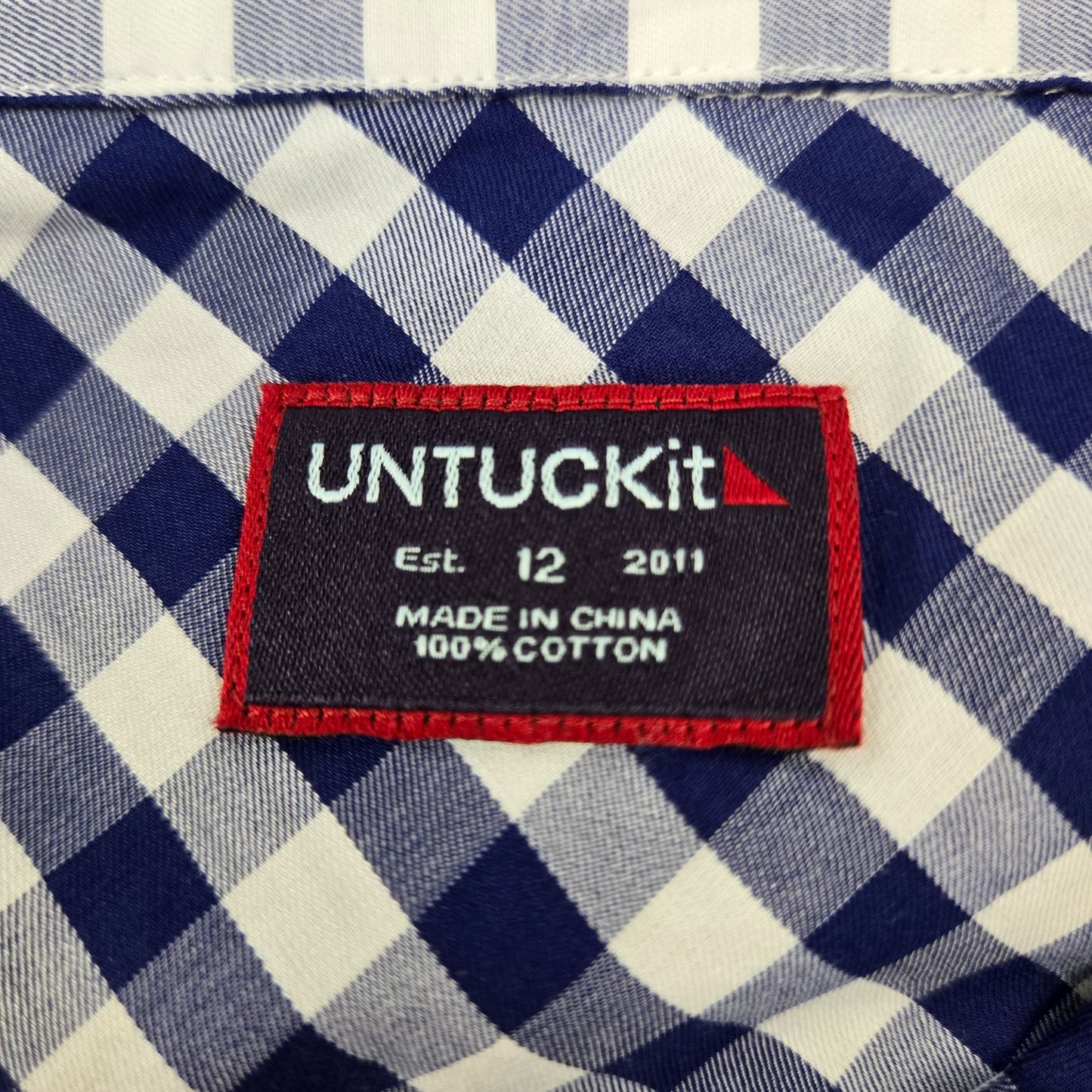 NWT UNTUCKit Bellleza Gingham Print Long Sleeve Button Down Shirt Size 12