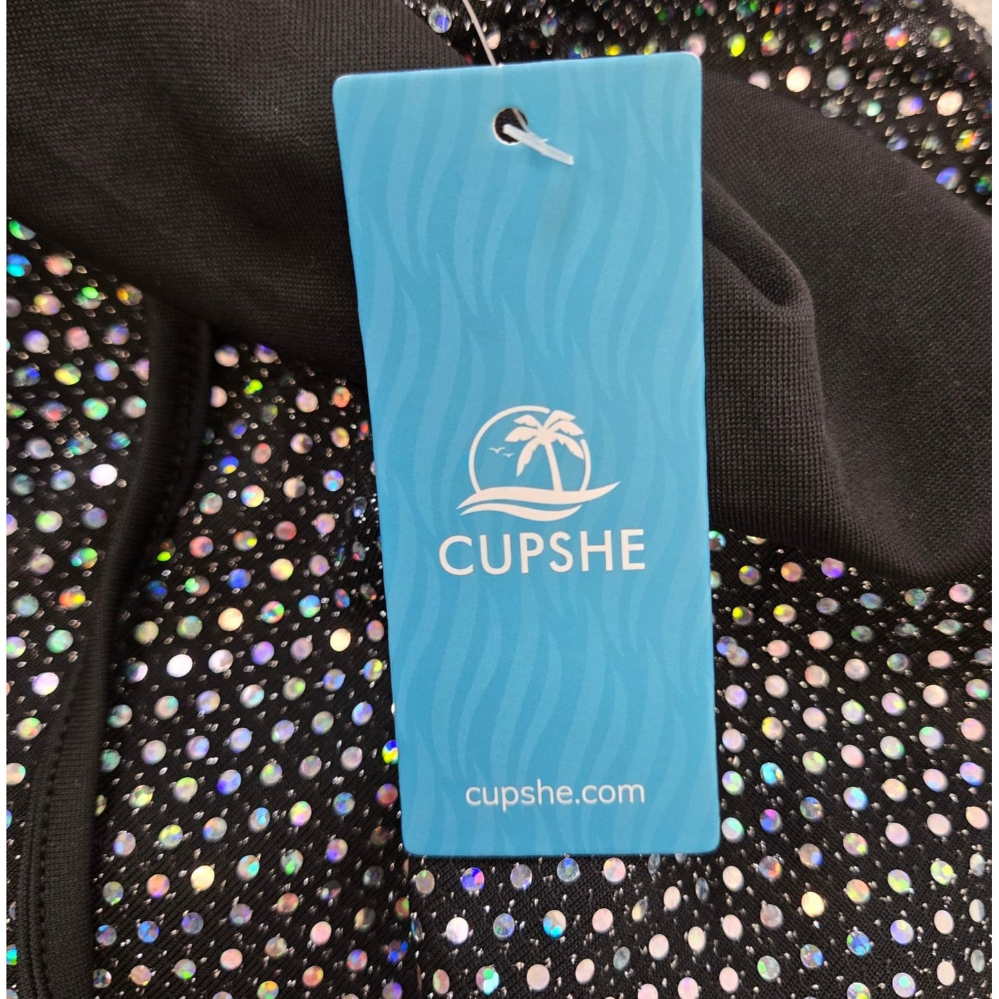 NWT Cupshe Sequin Crop Cowlneck Open Back Top Size Large