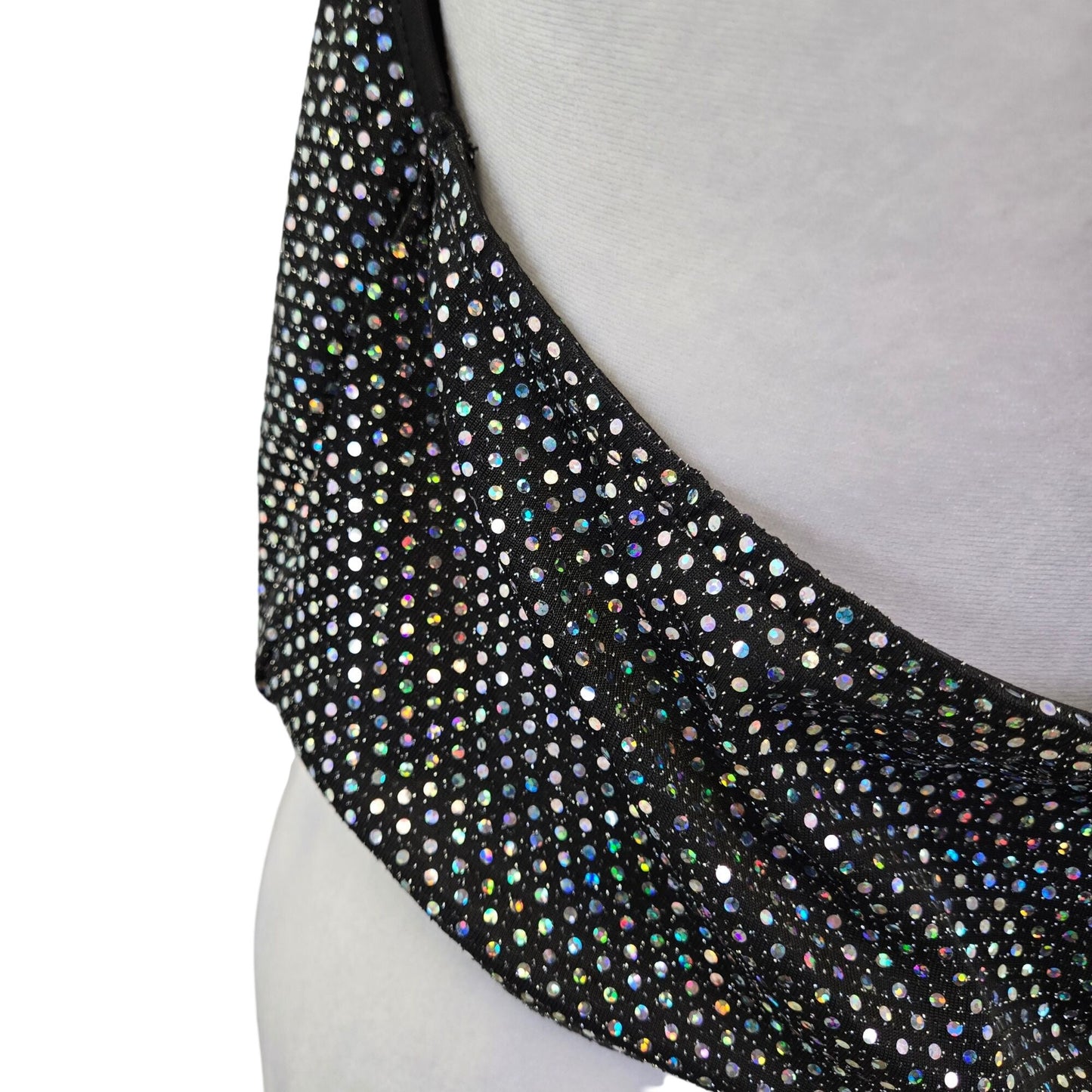 NWT Cupshe Sequin Crop Cowlneck Open Back Top Size Large