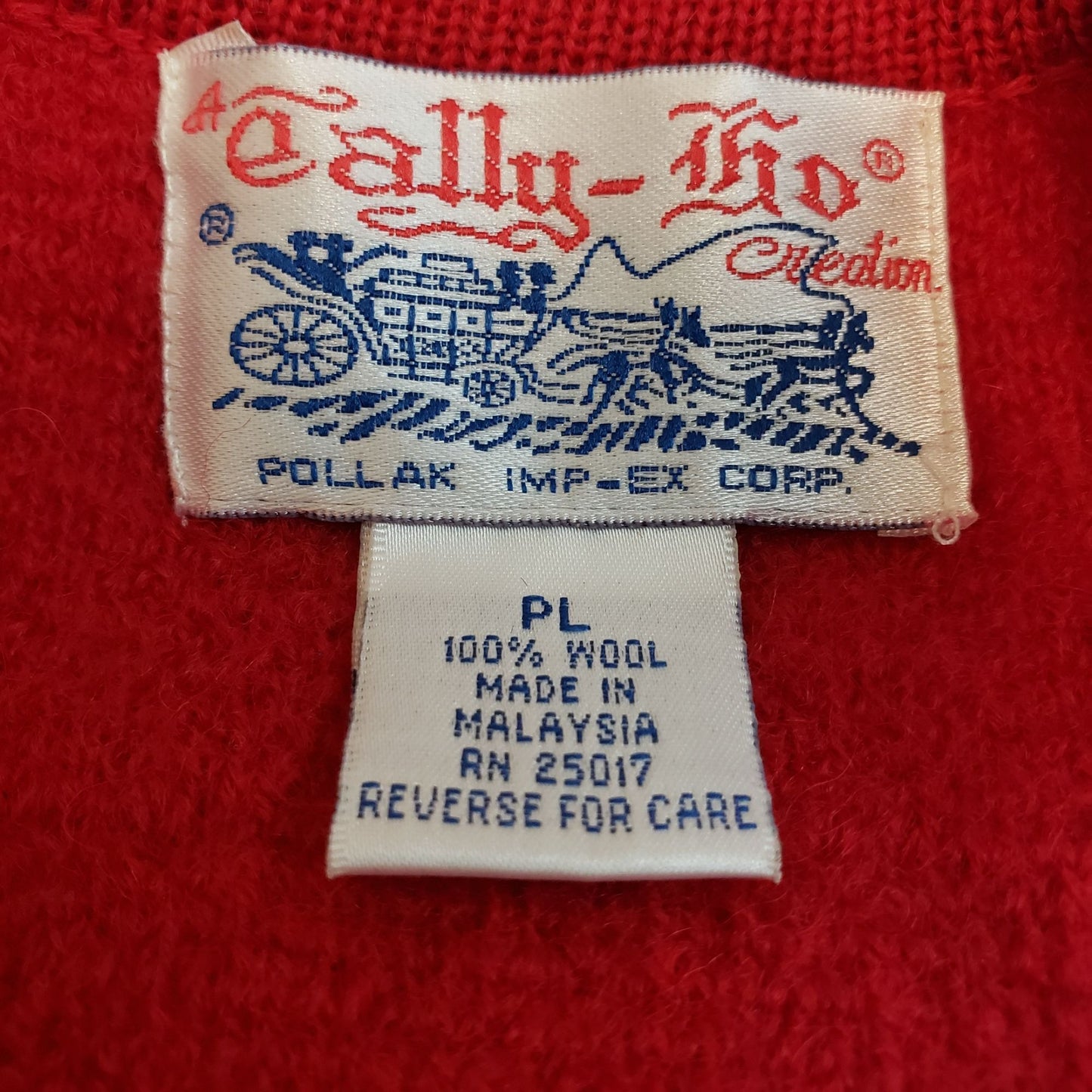 Vintage Tally-Ho 100% Wool Jacket Blazer Size Large Petite