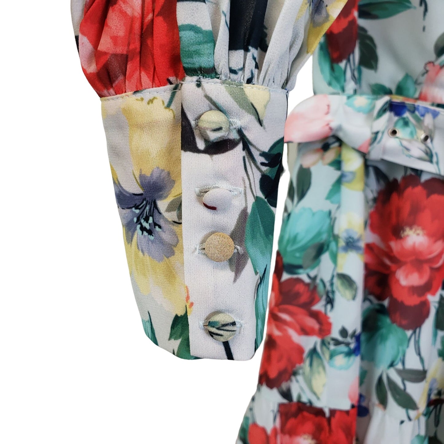 NWOT Yumi Kim Floral Ruffle Hem Belted Mini Dress Size 4