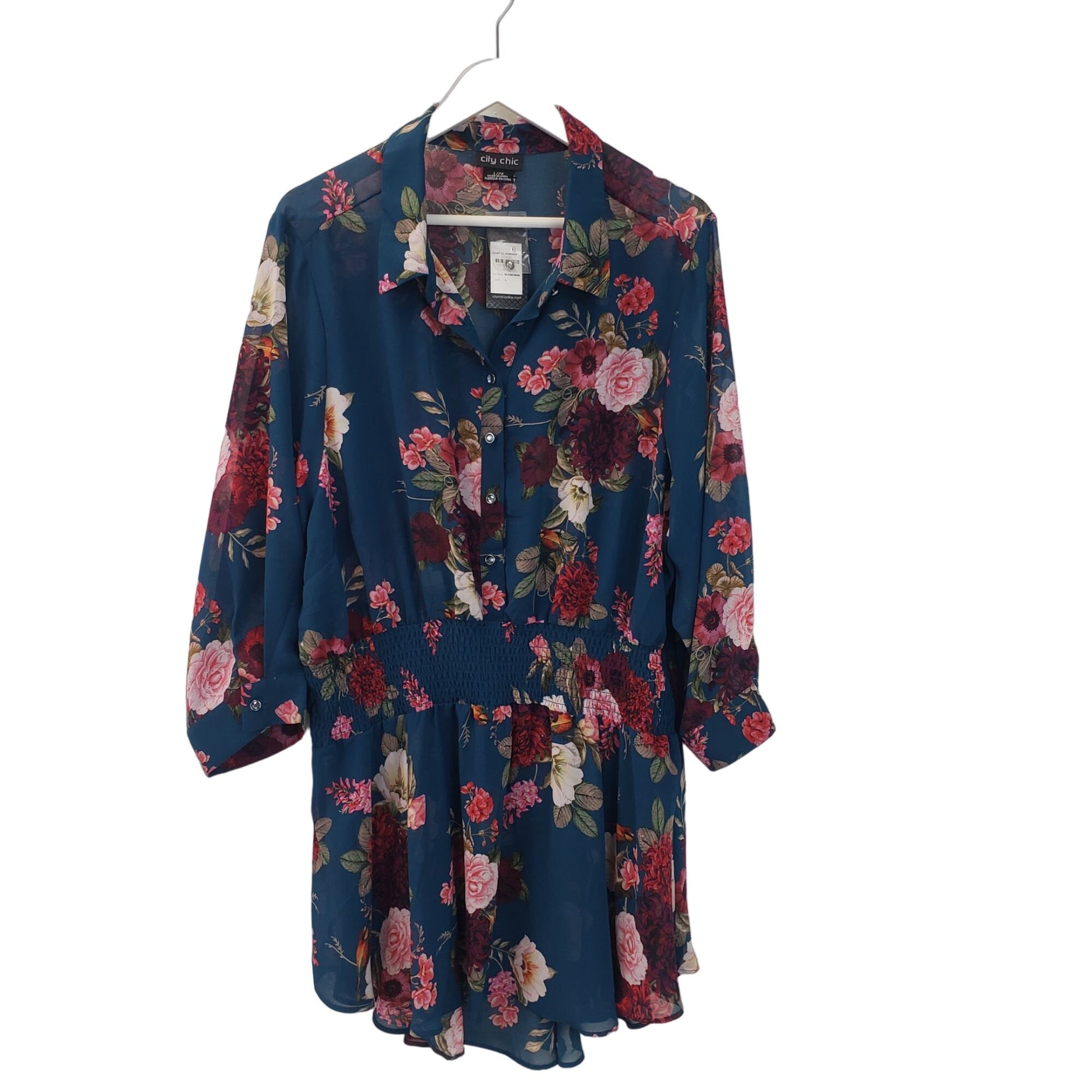 J. Jill Love Linen Floral Essential Button Down Shirt Size Medium
