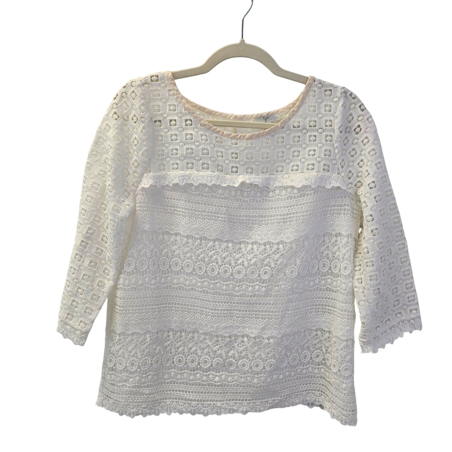 Joie Lace Overlay & Square Eyelet Blouse Size Medium