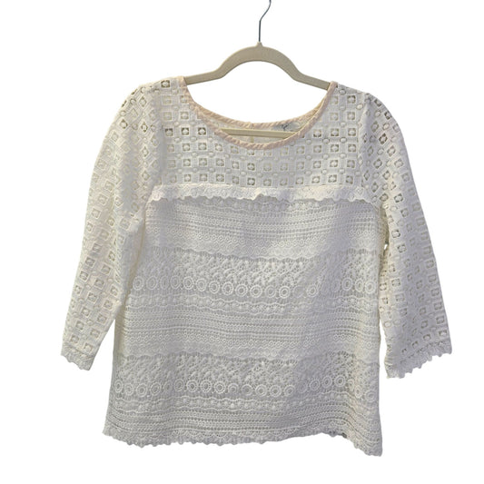 Joie Lace Overlay & Square Eyelet Blouse Size Medium