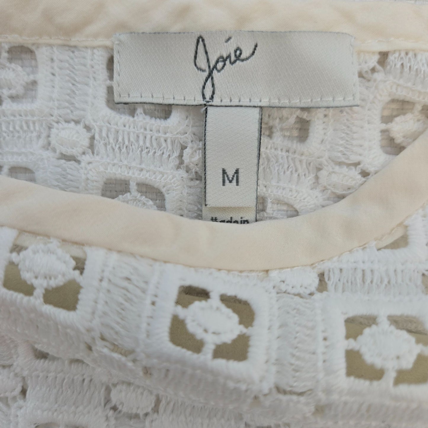 Joie Lace Overlay & Square Eyelet Blouse Size Medium