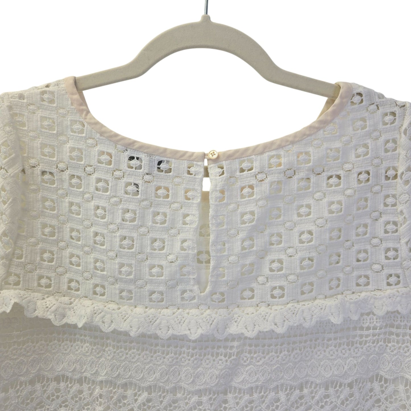 Joie Lace Overlay & Square Eyelet Blouse Size Medium