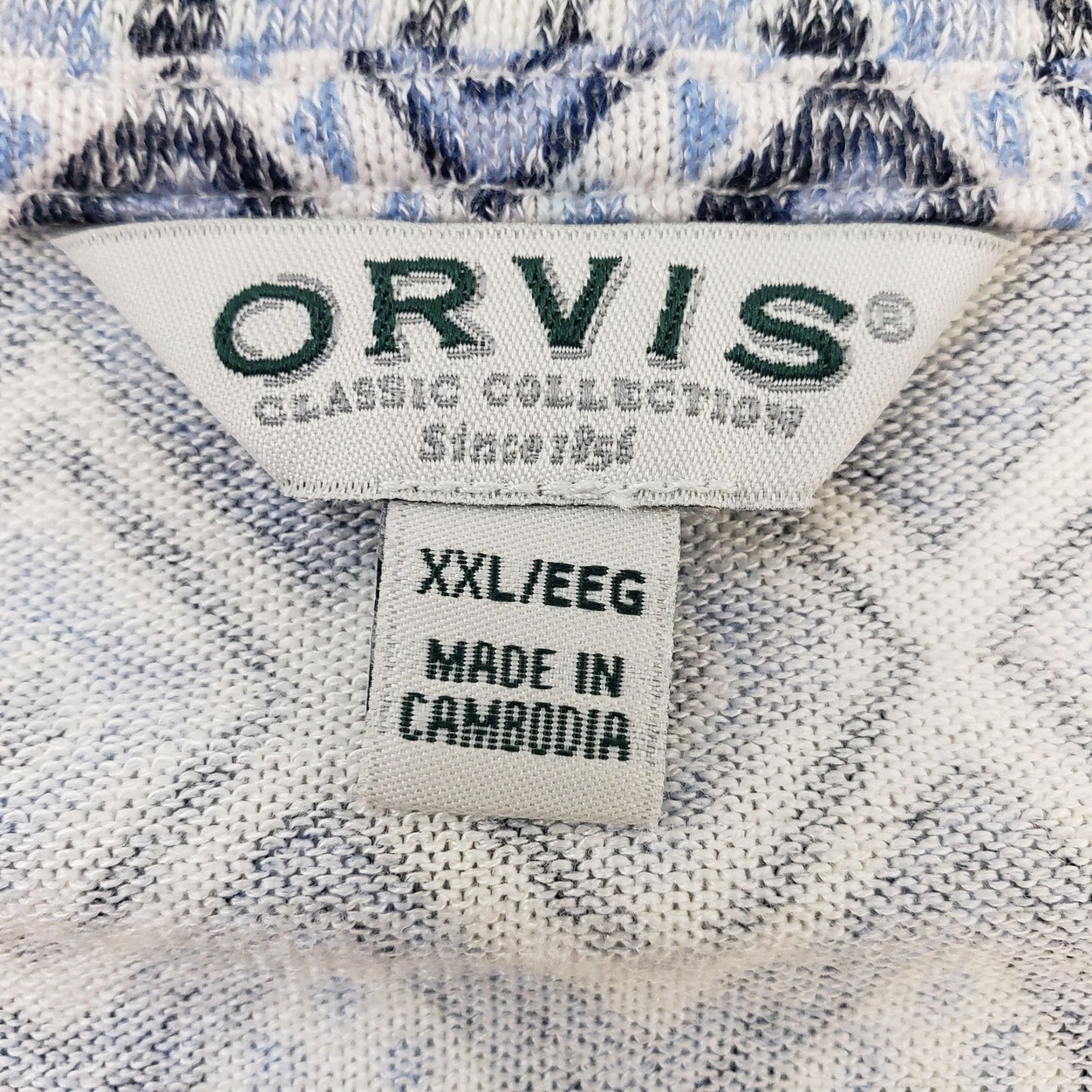 Orvis Diamond Print Cap Sleeve V-Neck Top Size XXL