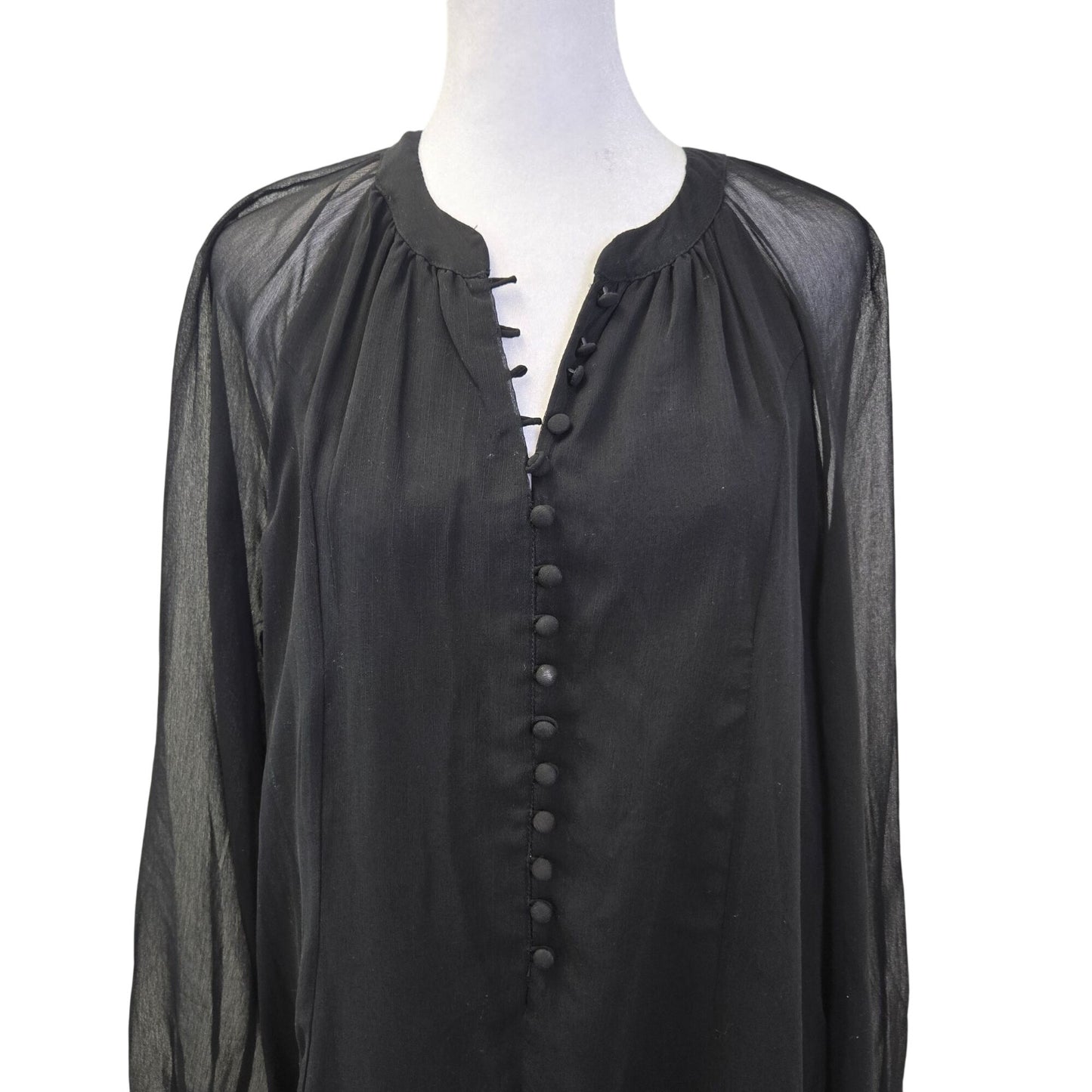 NWT Joie Balloon Sleeve Sheer Sleeve Dress in Caviar Size Medium