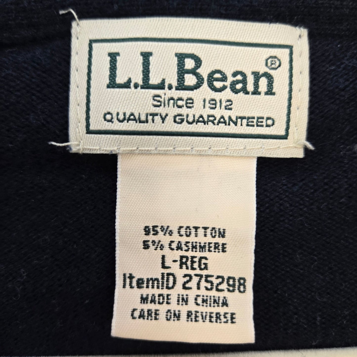 L.L. Bean Cotton & Cashmere Blend Quarter Zip Sweater Size Large