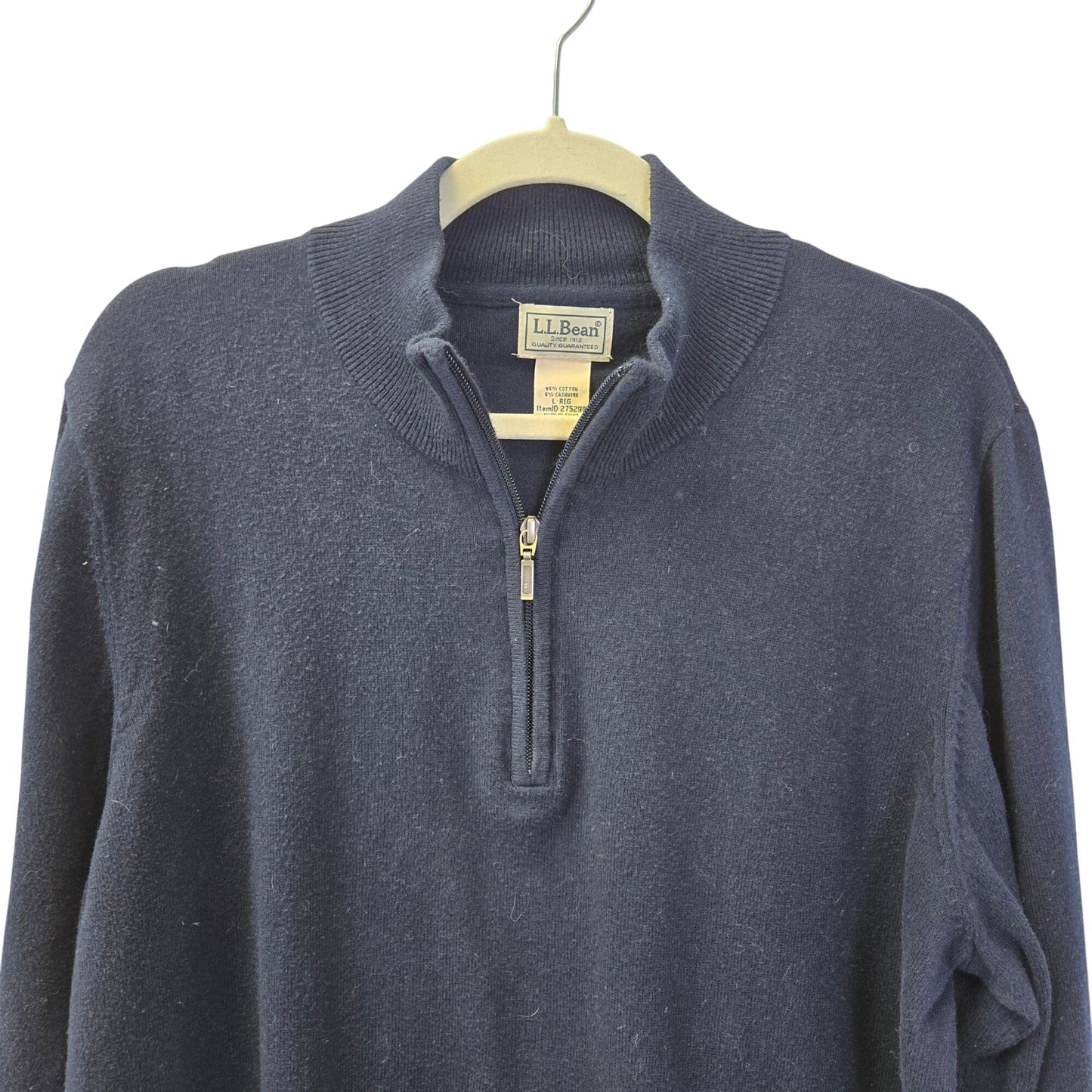 L.L. Bean Cotton & Cashmere Blend Quarter Zip Sweater Size Large