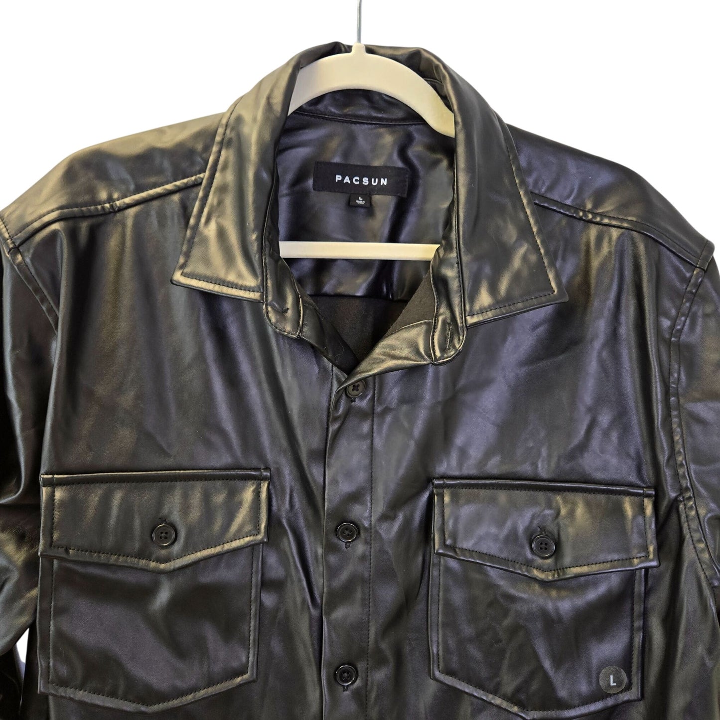 NWOT Pacsun Vegan Leather Button Down Shirt Shacket Size Large