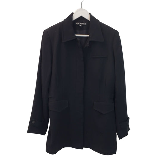 New Frontier Textured Wool Hidden Button Jacket Size 8 *Missing Sleeve Button*