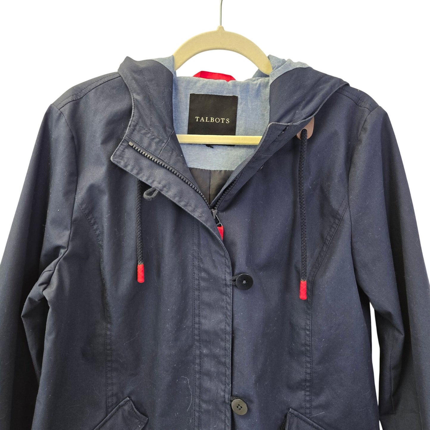 Talbots Cotton Hidden Zipper Hooded jacket Size Large (est)