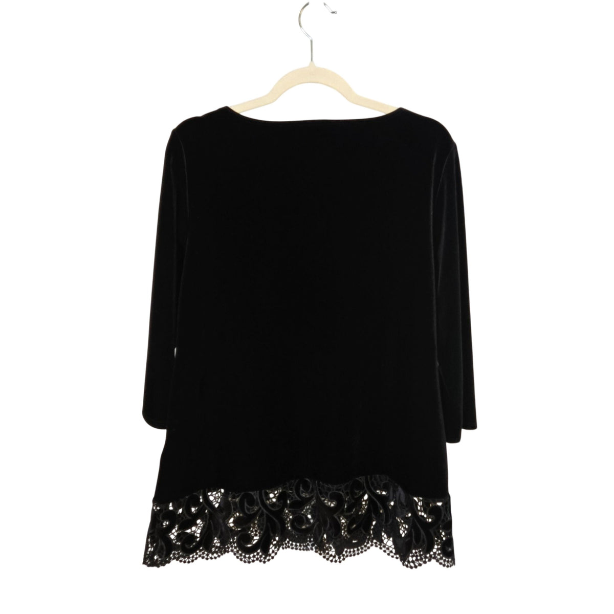 Chico's Travelers Crushed Velvet Lace Trim Top Size Chico's 1/Medium