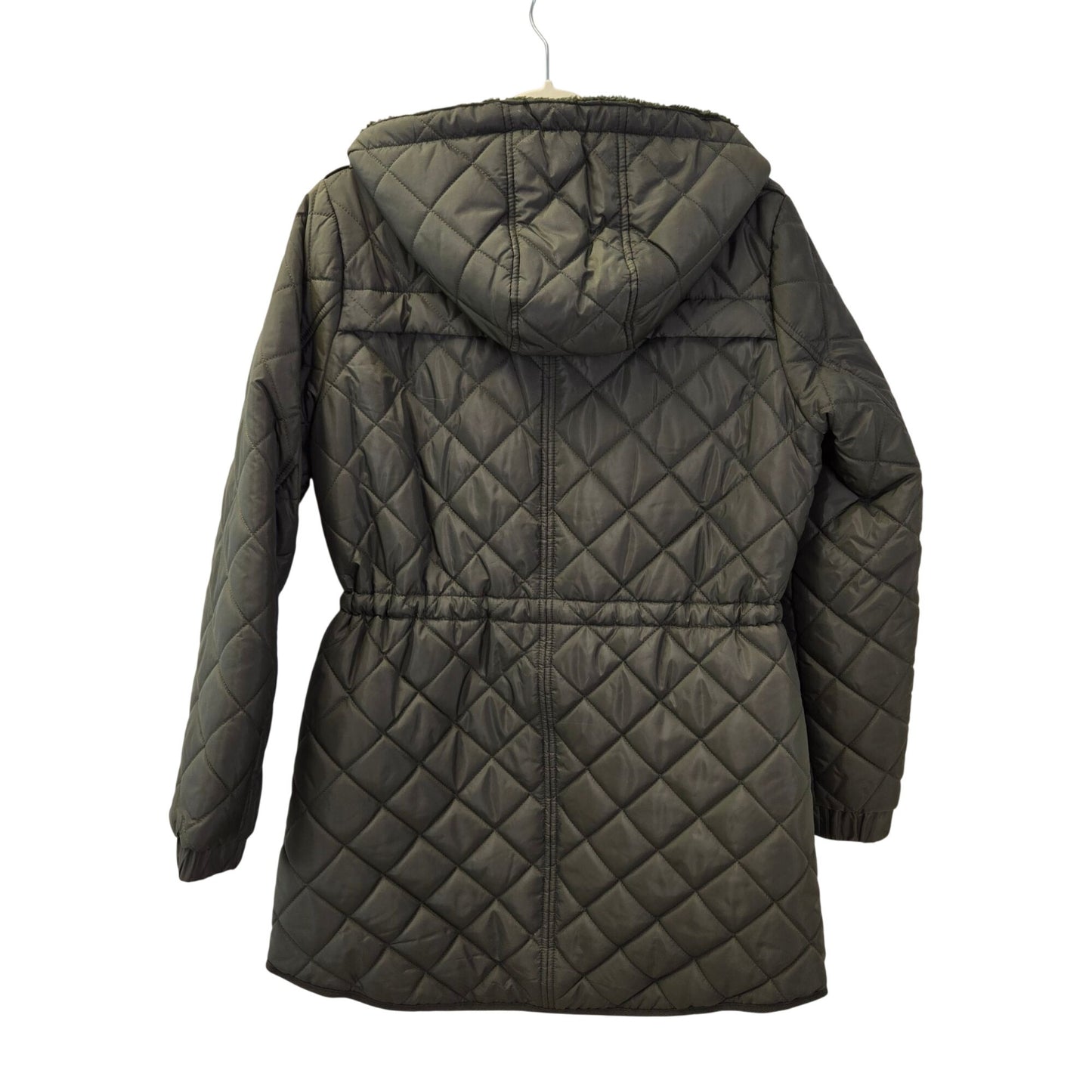Lucky Brand Olive Green Quilted Hooded Jacket Size Medium