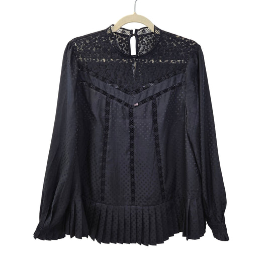 Ted Baker London Shilli Lace Inset Dot Blouse Size TB 3/US 8