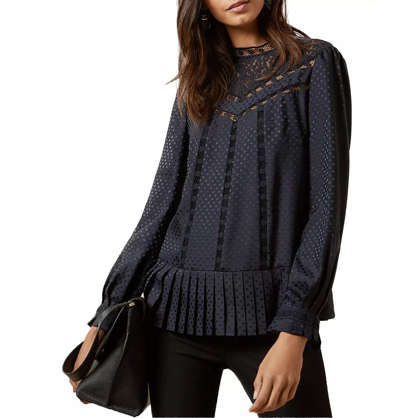 Ted Baker London Shilli Lace Inset Dot Blouse Size TB 3/US 8