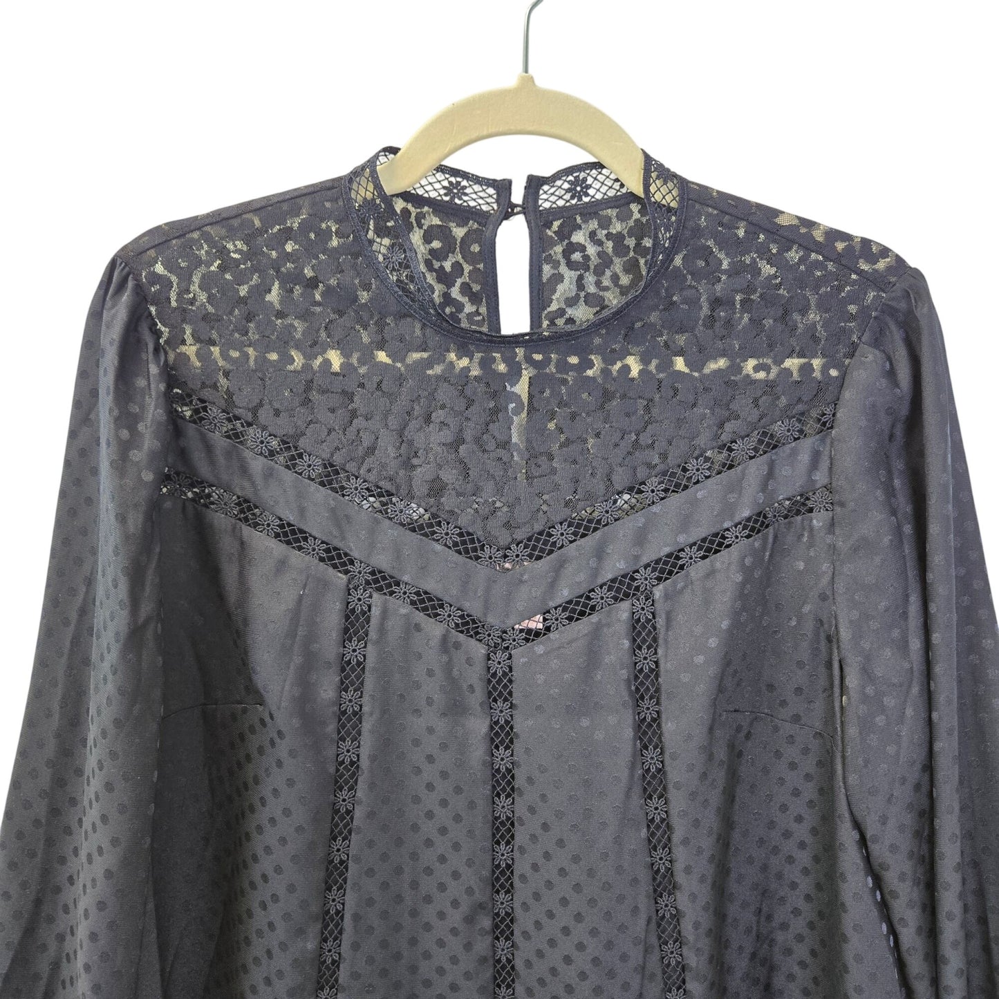 Ted Baker London Shilli Lace Inset Dot Blouse Size TB 3/US 8