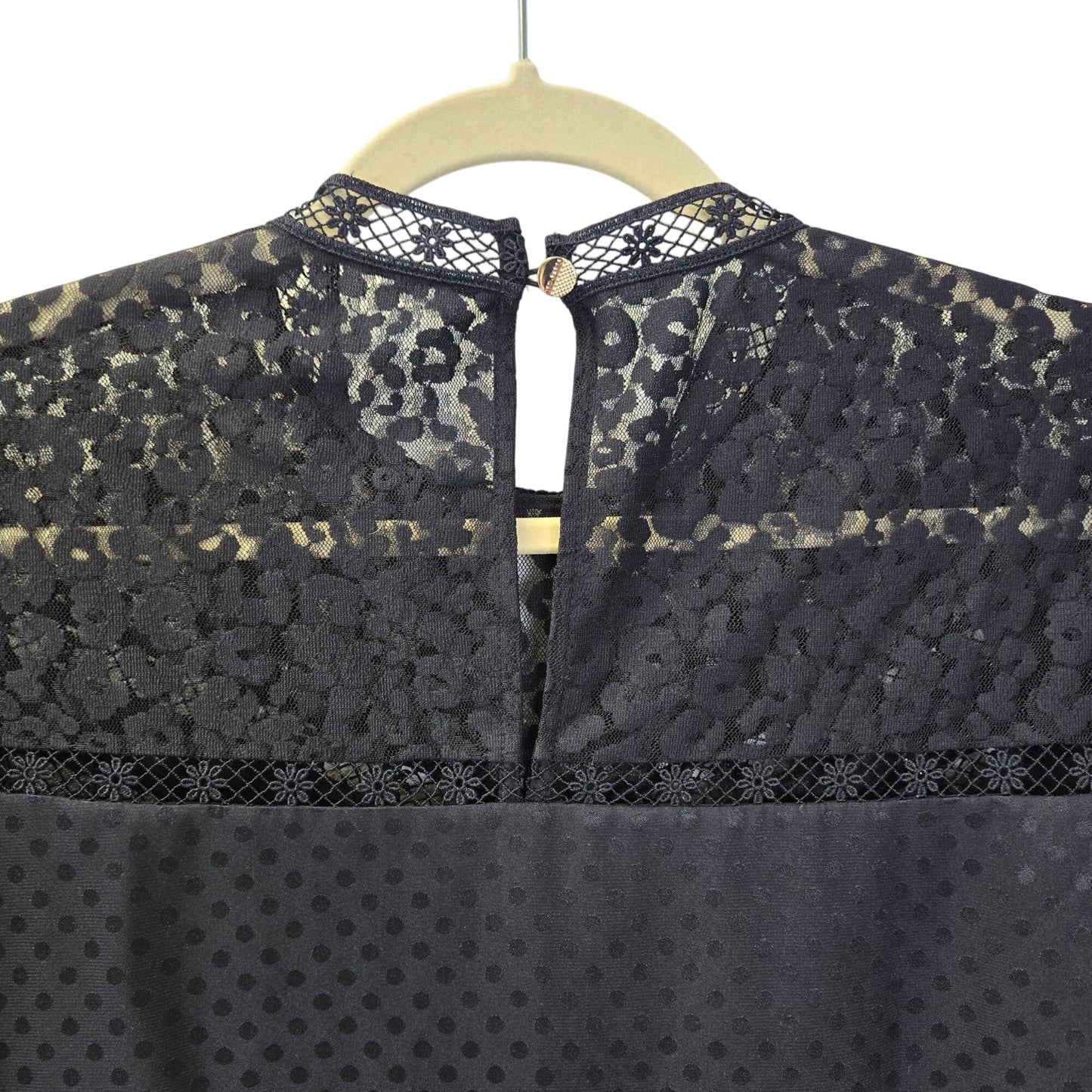 Ted Baker London Shilli Lace Inset Dot Blouse Size TB 3/US 8