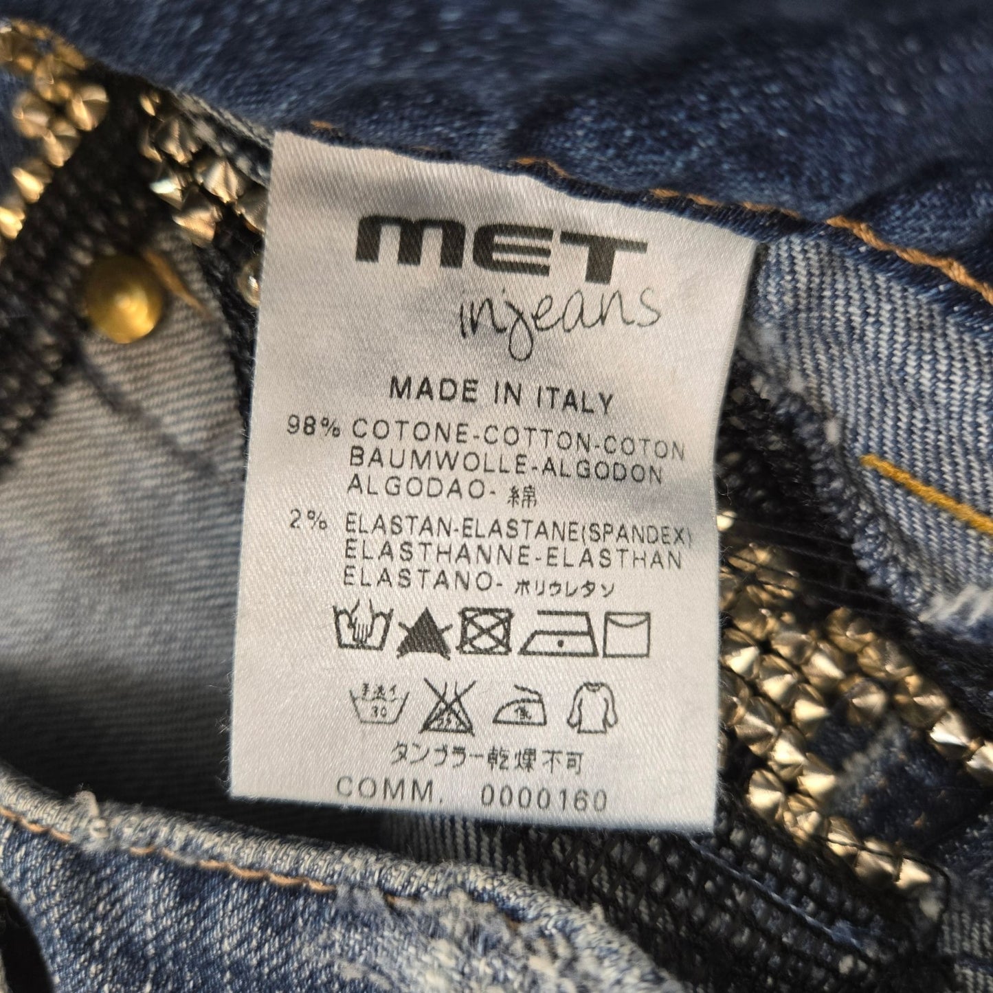 NWT MET Made in Italy Jewel Embellished Distressed Skinny Jeans Size 25