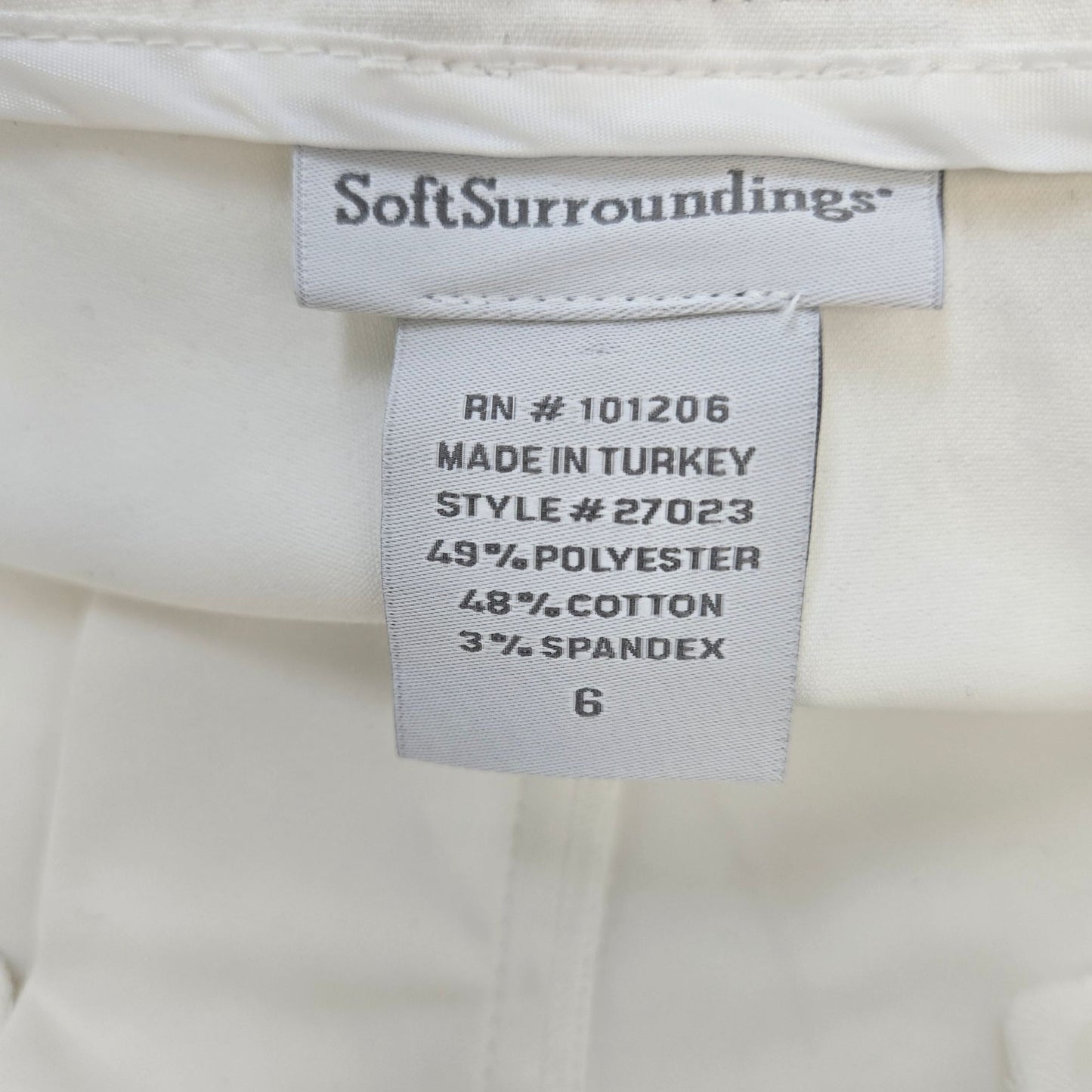 Soft Surroundings Superla Slim Leg Pants in White Size 6