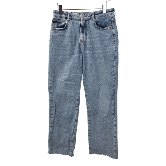 Zara Straight Leg High Rise Raw Hem Jeans Size 8