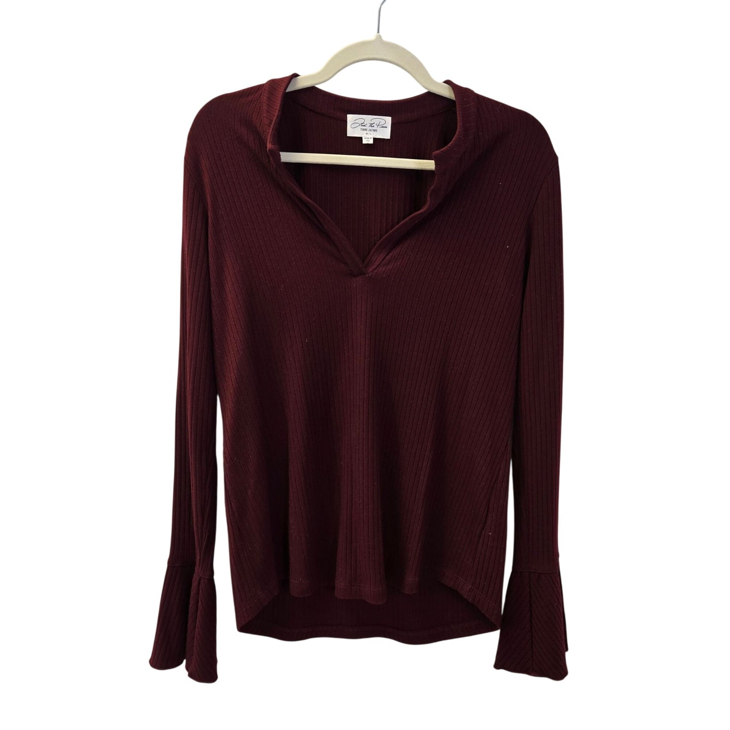 Feel the Piece Terre Jacobs Ribbed Ruffle Sleeve Top Size M/L
