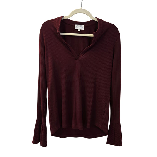 Feel the Piece Terre Jacobs Ribbed Ruffle Sleeve Top Size M/L