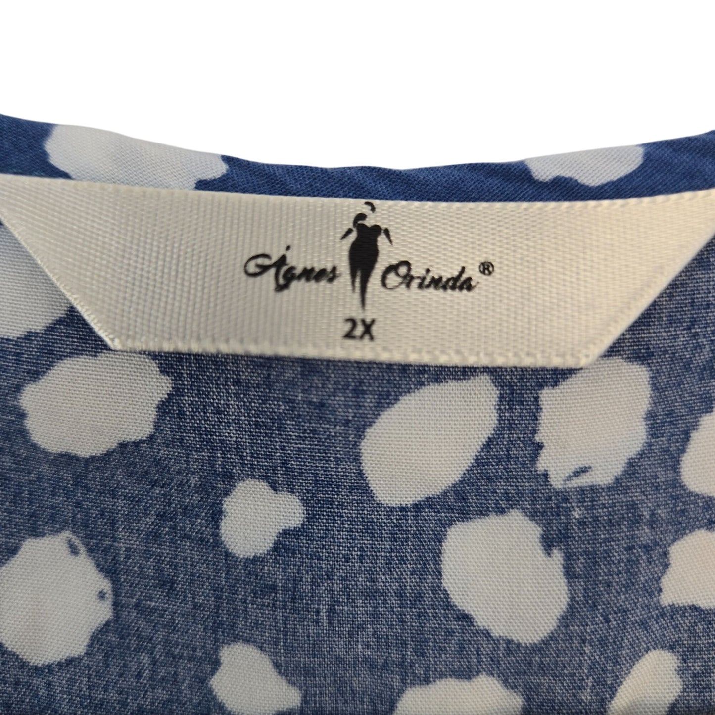 Agnes Orinda 100% Rayon Peplum Hem Graphic Print Boho Blouse Size 2X