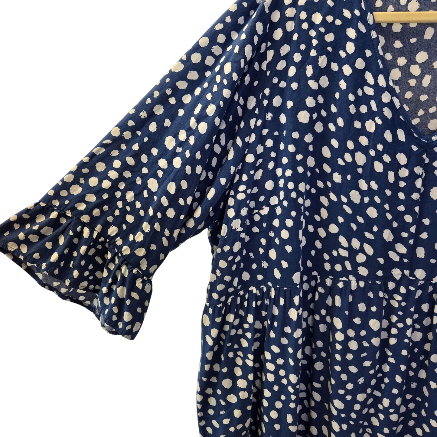 Agnes Orinda 100% Rayon Peplum Hem Graphic Print Boho Blouse Size 2X