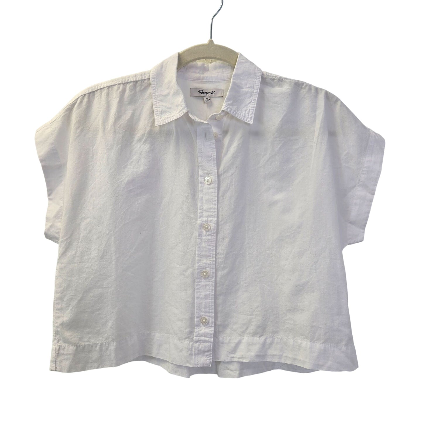 NWT Madewell Linen Blend Cropped Dolman Sleeve Button Down Shirt Size XS