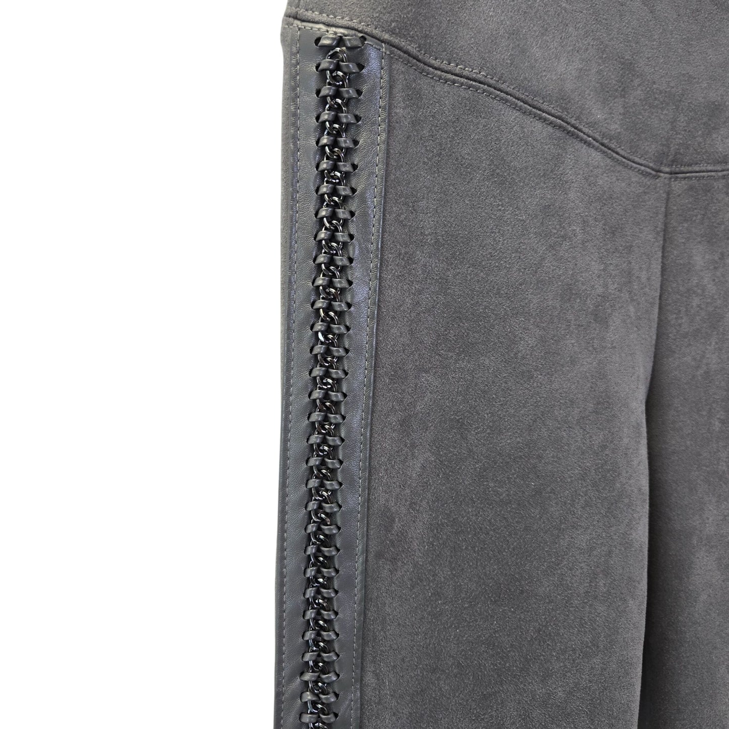 White House Black Market Runway Faux Suede Chain Link Detail Leggings Size 6 Long