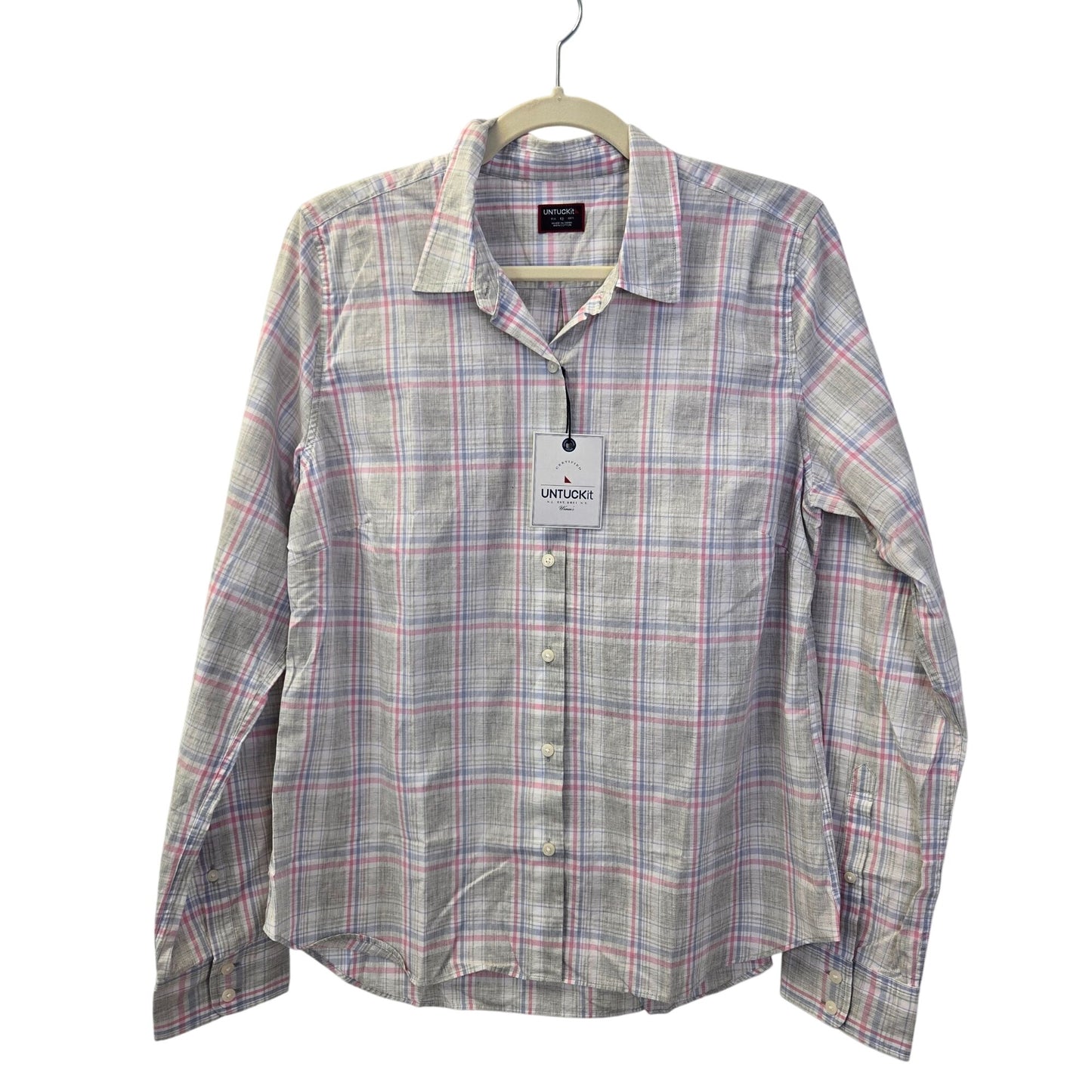 NWT UNTUCKit Chasseles Plaid Long Sleeve Button Down Shirt Size 12